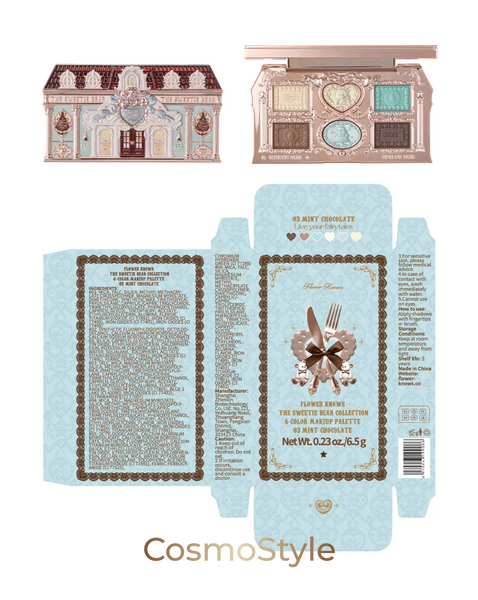Палетка теней Flower Knows (Флавер Ноуз) The Sweetie Bear 6-Color Makeup Palette 6.5 г &mdash; 03 Mint Chocolate 03 Mint Chocolate фото