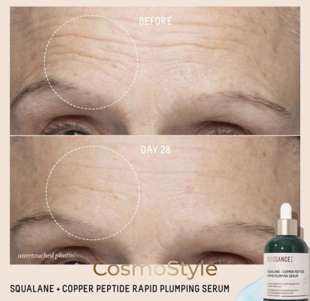Омоложуюча сироватка для обличчя з пептидами Biossance Squalane and Copper Peptide Rapid Plumping Serum с кологеном 012601 фото
