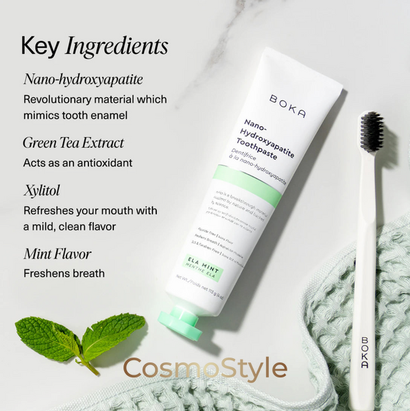М&rsquo;ятна Зубна паста BOKA (Бока) Nano-Hydroxyapatite Toothpaste Ela Mint без фтору для щоденного очищення та свіжого подиху 113 г pb02339-03 фото